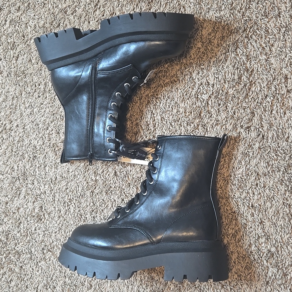Memory Foam Size 9 W Wide Width Black Combat Boots Shoes No Boundaries
